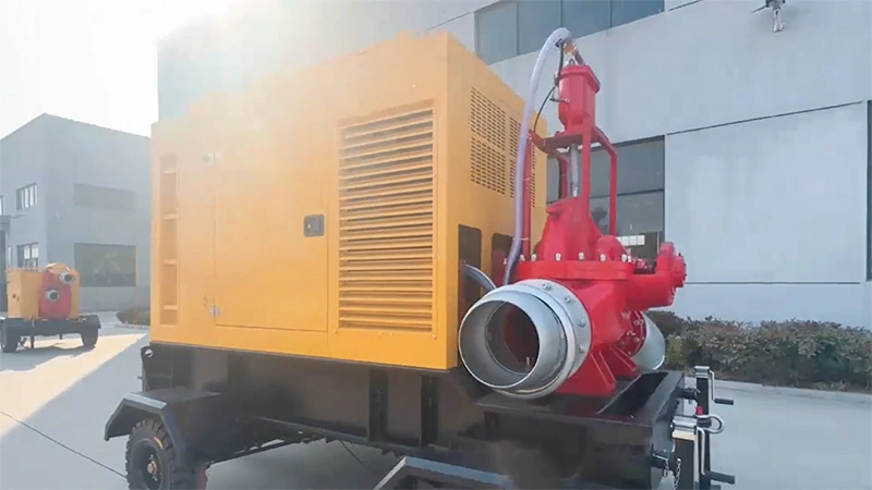 Водяной насос с двойным всасыванием на прицепе